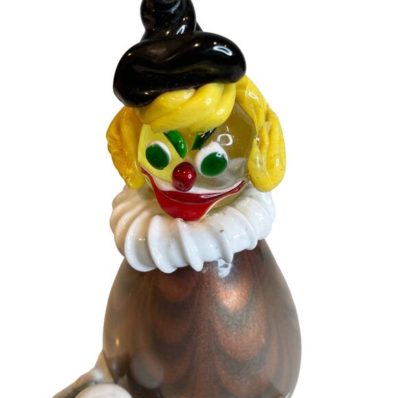 Vintage Handmade Murano Clown Circus Figurine Glass 7.5" Handblown Clown - Picture 2 of 8